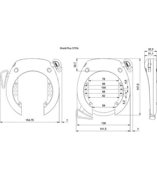Rahmenschloss Shield XPlus 5755L NR black